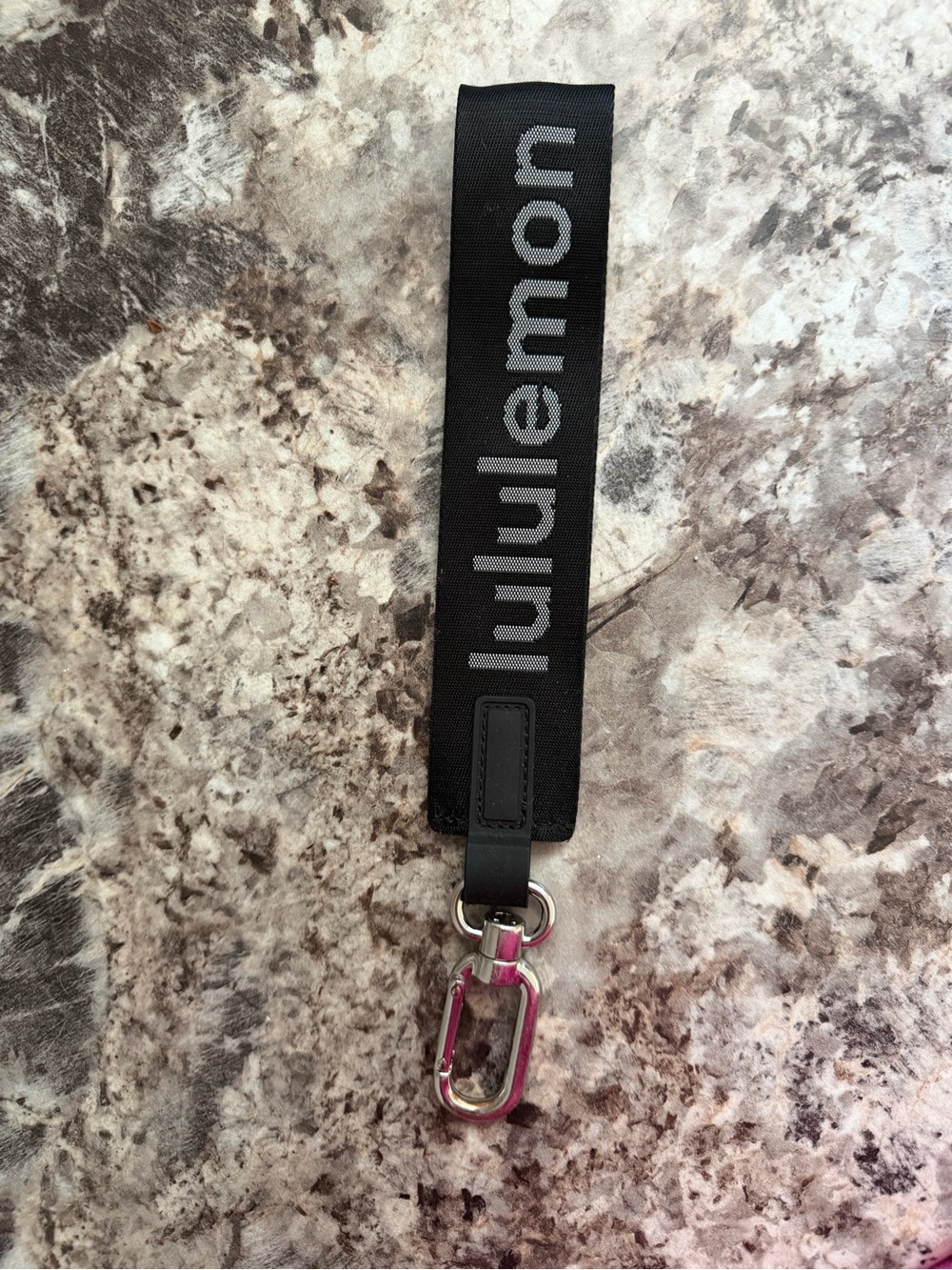 lululemon athletica Black and Silver Logo Key Lanyard